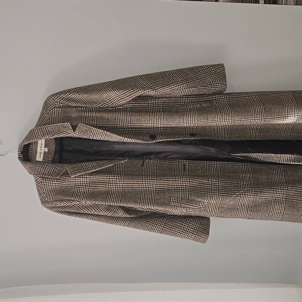 Plaid longline car coat